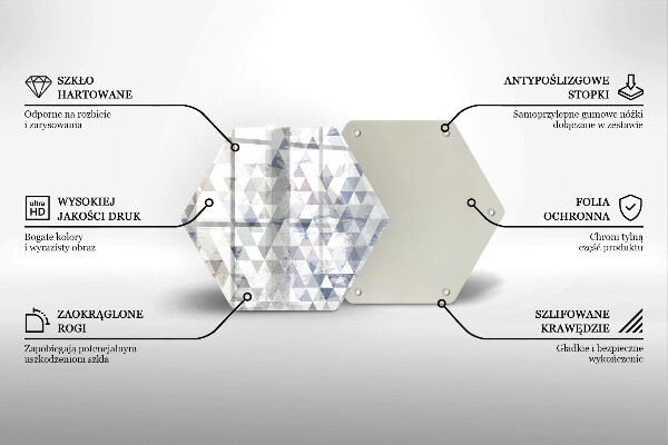 Kuchynská doska veľká zo skla Vzor trojuholníkov