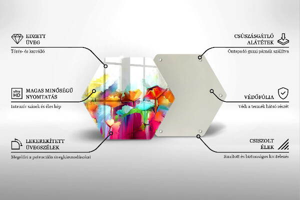 Kuchynská doska veľká zo skla Maľované kvety