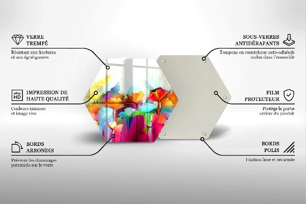 Kuchynská doska veľká zo skla Maľované kvety