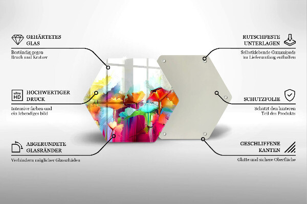 Kuchynská doska veľká zo skla Maľované kvety