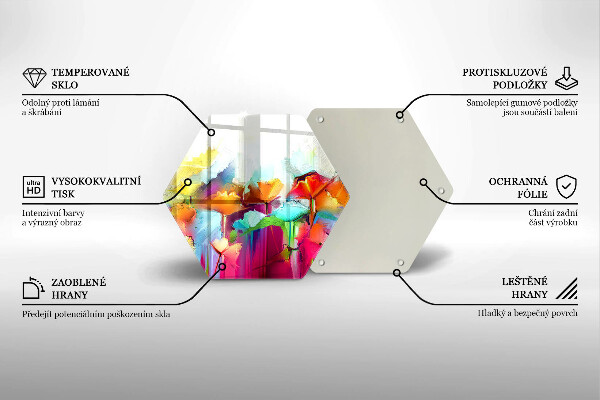 Kuchynská doska veľká zo skla Maľované kvety