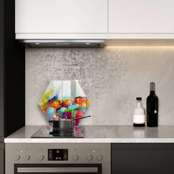 Kuchynská doska veľká zo skla Maľované kvety