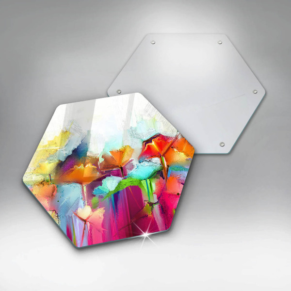 Kuchynská doska veľká zo skla Maľované kvety