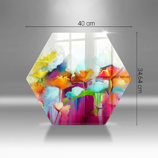 Kuchynská doska veľká zo skla Maľované kvety