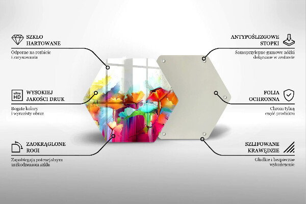 Kuchynská doska veľká zo skla Maľované kvety