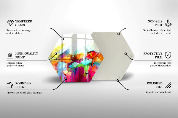 Kuchynská doska veľká zo skla Maľované kvety