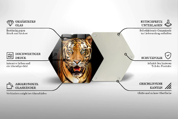 Kuchynská doska veľká zo skla Divoké zviera tiger