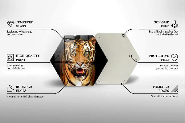 Kuchynská doska veľká zo skla Divoké zviera tiger