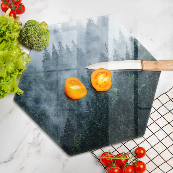 Kuchynská doska zo skla Lesné stromy a hmla