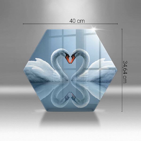 Kuchynská doska veľká zo skla Dve labutie srdcia