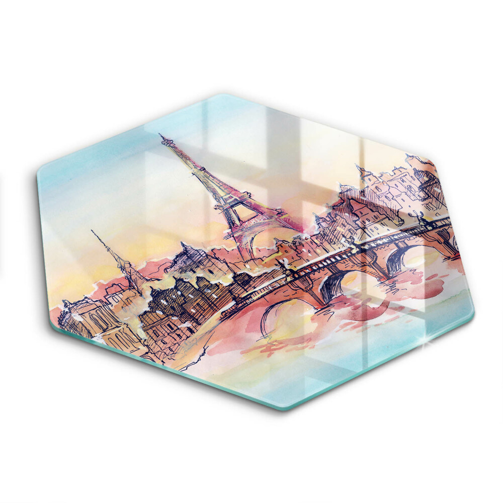Kuchynská doska veľká zo skla Krajina Parížskej Eiffelovej veže