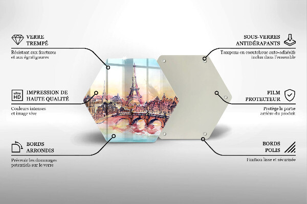 Kuchynská doska veľká zo skla Krajina Parížskej Eiffelovej veže