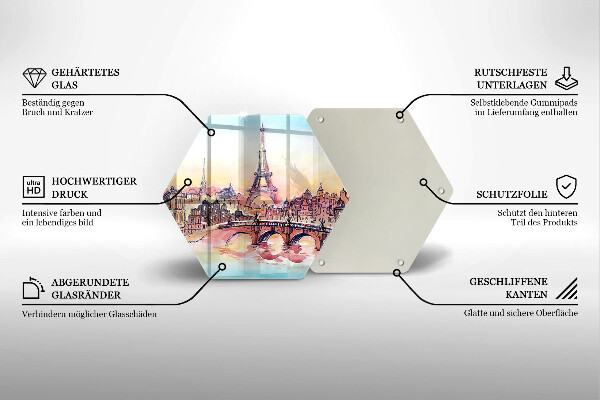Kuchynská doska veľká zo skla Krajina Parížskej Eiffelovej veže