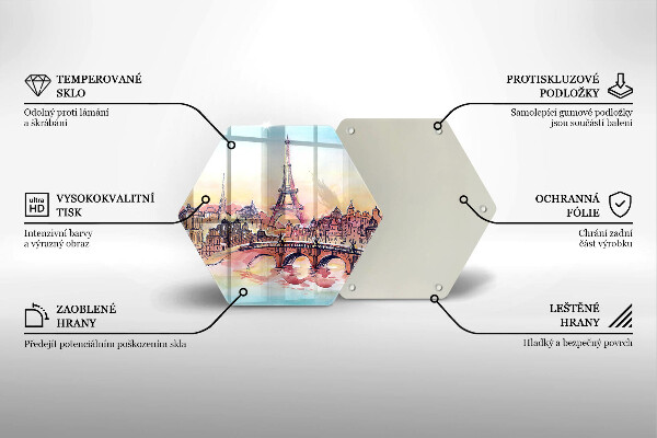 Kuchynská doska veľká zo skla Krajina Parížskej Eiffelovej veže