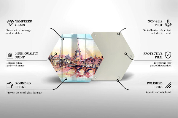 Kuchynská doska veľká zo skla Krajina Parížskej Eiffelovej veže
