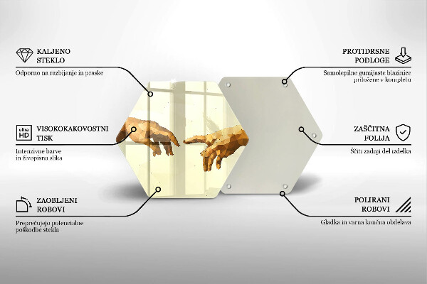Kuchynská doska veľká zo skla Stvorenie Adamových rúk
