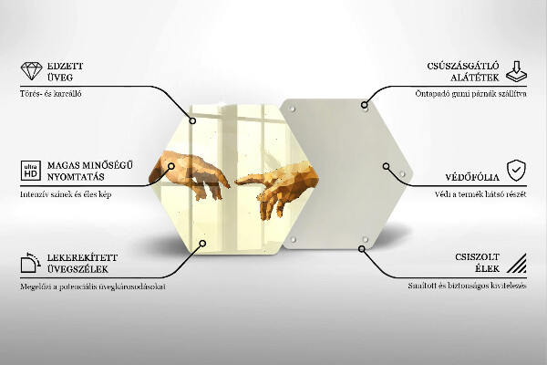 Kuchynská doska veľká zo skla Stvorenie Adamových rúk