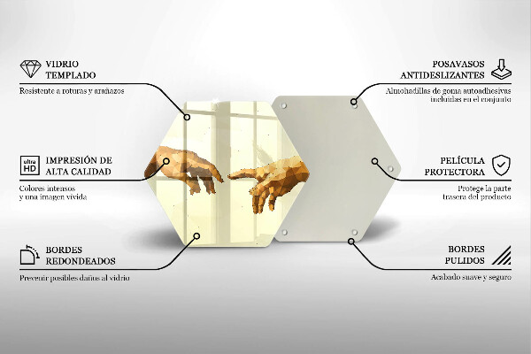 Kuchynská doska veľká zo skla Stvorenie Adamových rúk