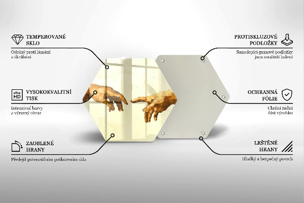 Kuchynská doska veľká zo skla Stvorenie Adamových rúk