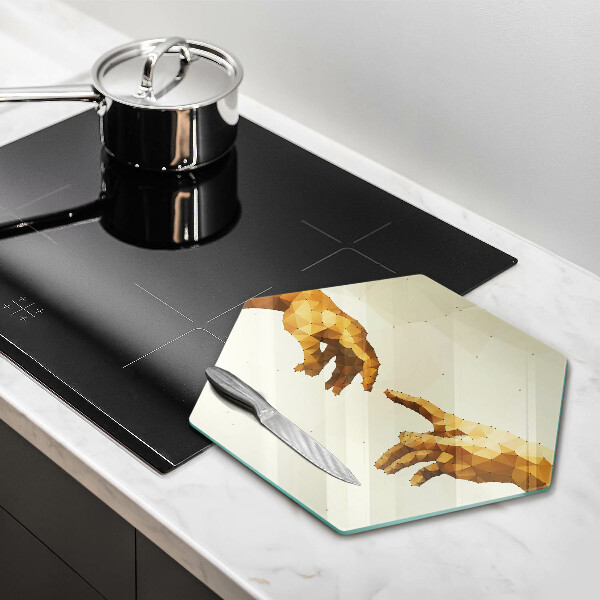 Kuchynská doska veľká zo skla Stvorenie Adamových rúk