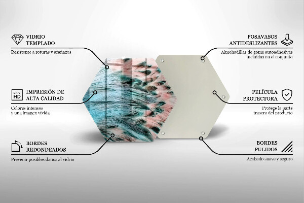 Kuchynská doska veľká zo skla Boho vtáčie perie