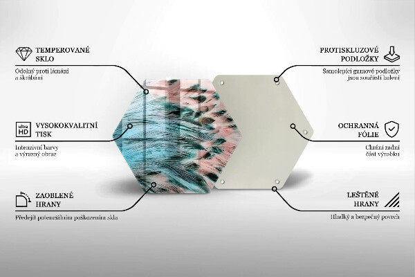 Kuchynská doska veľká zo skla Boho vtáčie perie