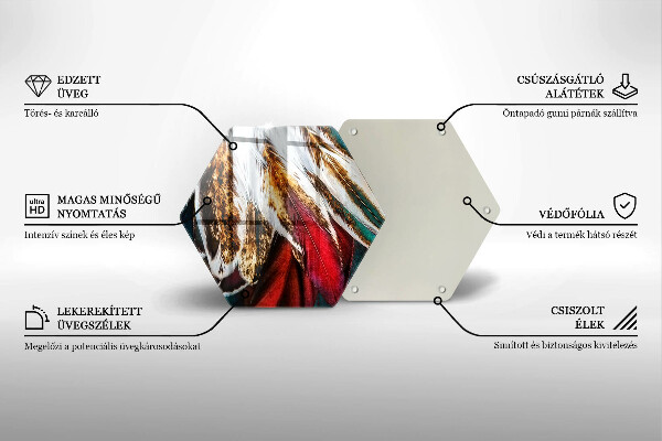 Kuchynská doska veľká zo skla Boho vtáčie perie