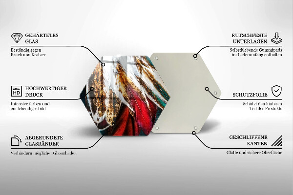 Kuchynská doska veľká zo skla Boho vtáčie perie