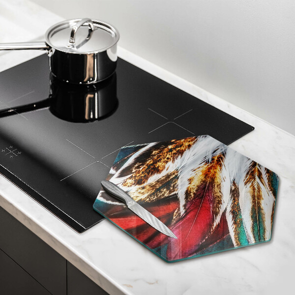 Kuchynská doska veľká zo skla Boho vtáčie perie