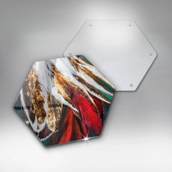 Kuchynská doska veľká zo skla Boho vtáčie perie