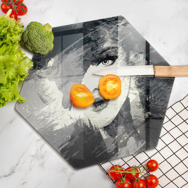 Kuchynská doska veľká zo skla Maľba ženy
