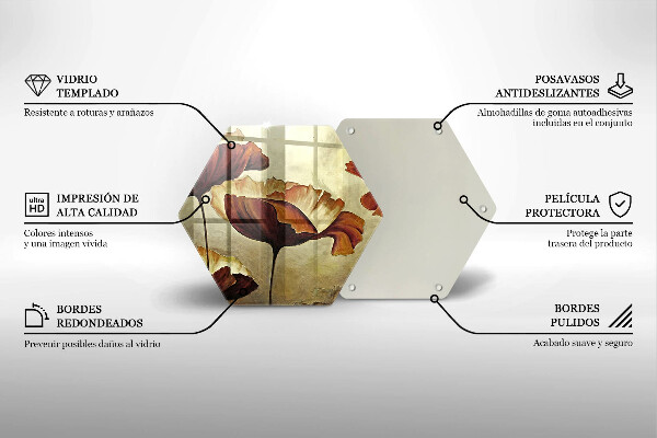 Kuchynská doska veľká zo skla Maľované boho kvety