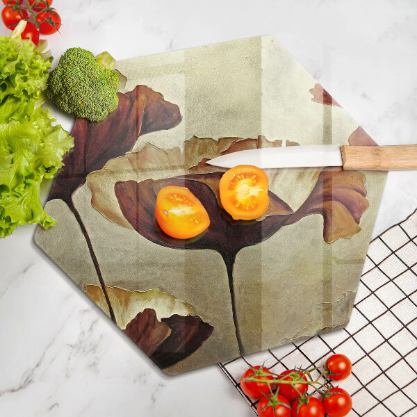 Kuchynská doska veľká zo skla Maľované boho kvety