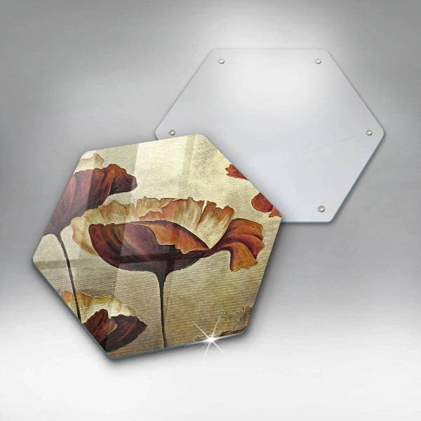 Kuchynská doska veľká zo skla Maľované boho kvety