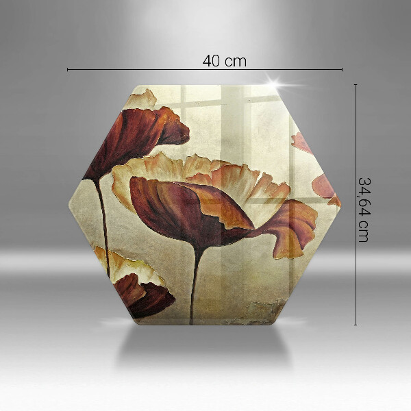 Kuchynská doska veľká zo skla Maľované boho kvety