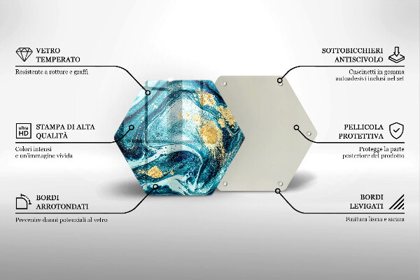 Kuchynská doska zo skla Modré zlato abstrakcia