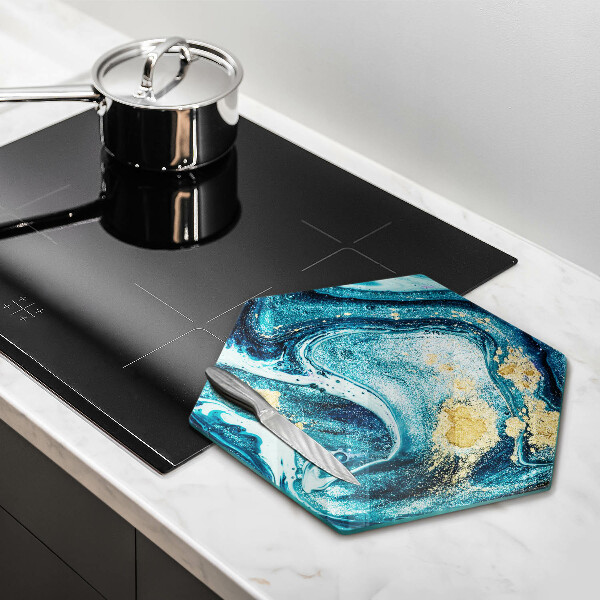 Kuchynská doska zo skla Modré zlato abstrakcia