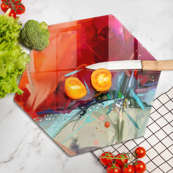 Kuchynská doska zo skla Maľovaná abstrakcia