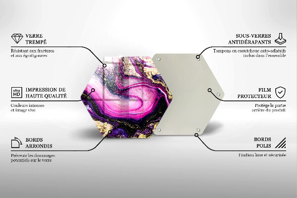 Kuchynská doska veľká zo skla Abstraktné prevedenie zlaté