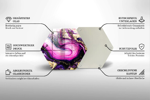 Kuchynská doska veľká zo skla Abstraktné prevedenie zlaté