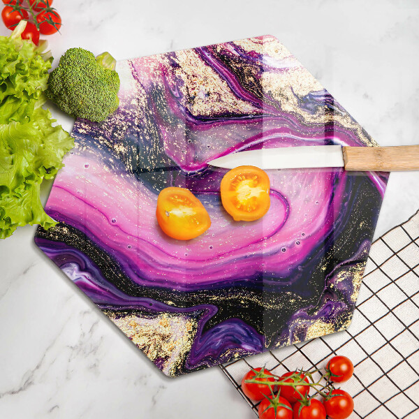 Kuchynská doska veľká zo skla Abstraktné prevedenie zlaté