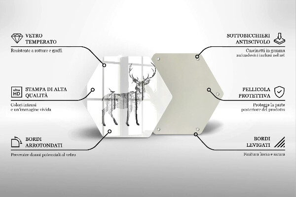 Kuchynská doska zo skla Jeleň a les ilustrácie