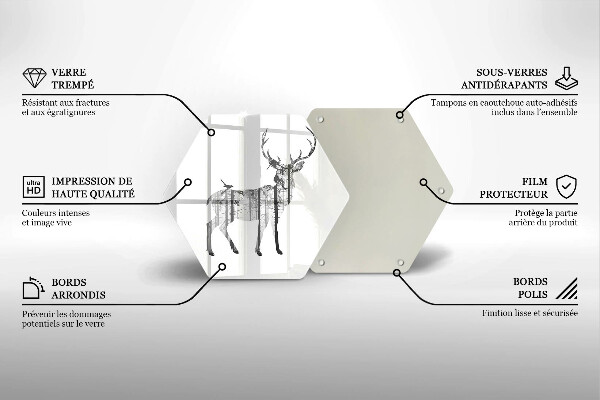 Kuchynská doska zo skla Jeleň a les ilustrácie