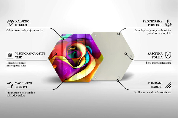 Kuchynská doska veľká zo skla Farebné lupene ruží