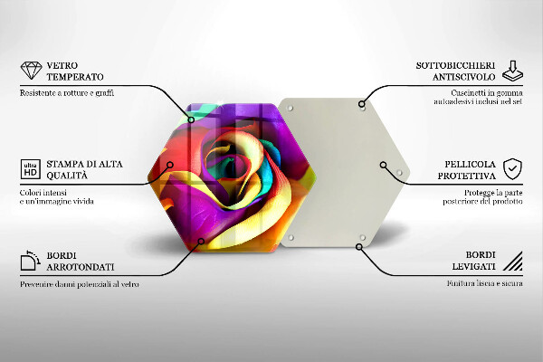 Kuchynská doska veľká zo skla Farebné lupene ruží
