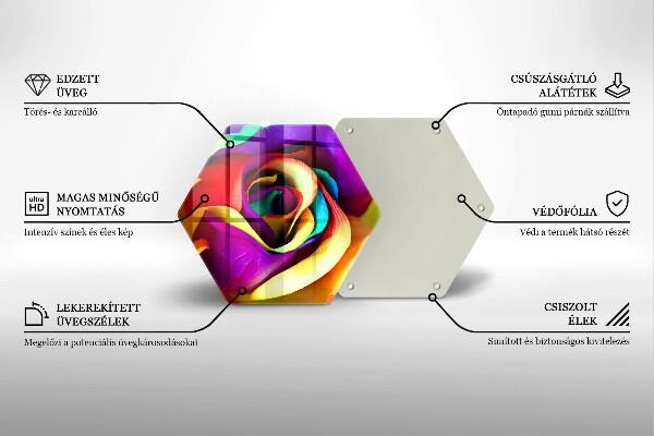 Kuchynská doska veľká zo skla Farebné lupene ruží