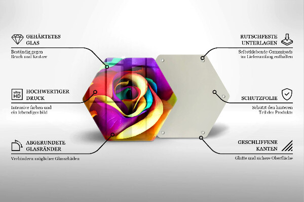 Kuchynská doska veľká zo skla Farebné lupene ruží