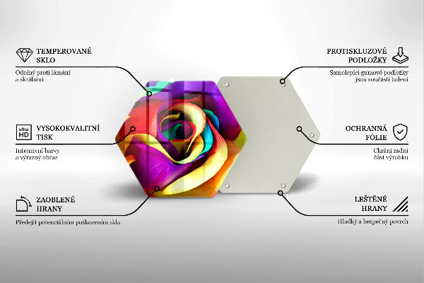 Kuchynská doska veľká zo skla Farebné lupene ruží