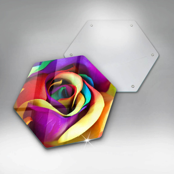 Kuchynská doska veľká zo skla Farebné lupene ruží
