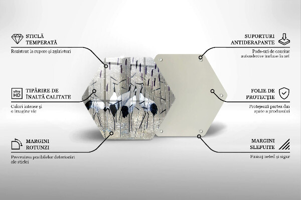Kuchynská doska zo skla Japonské žeriavy